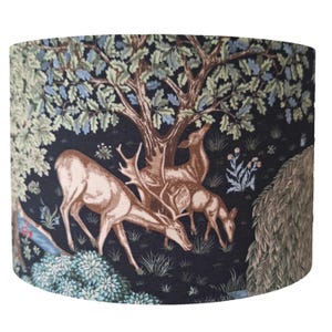 Woodland Lampshade, William Morris Granada, Deer Forest, Nature Inspired Decor, William Morris Lampshade Gold, Living Room Ceiling Lights
