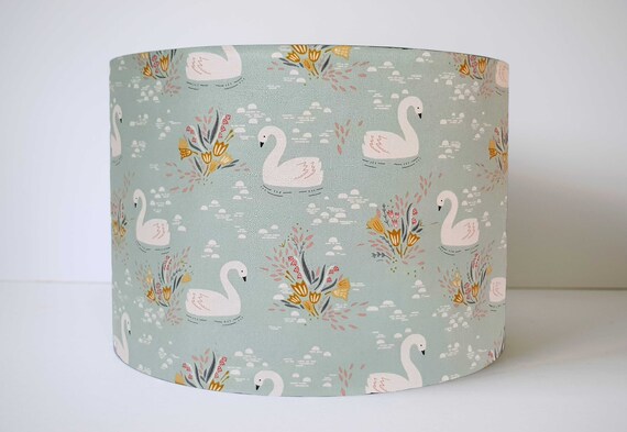 Swan Lampshade Table Lamp Swan Nursery Decor Girl Duck Egg Blue Lamp Shade Ceiling Lamp Shade Birds Decor Girl Bedroom Accessories