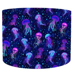 Blue Jellyfish Lamp Shade For Ceiling Light, Ocean Home Decor Purple, Pink Purple Blue Lamp Shade, Sea Themed Decor For Living Room Light