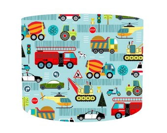 Transportation Decor Boys Room Light Shade Nursery Ceiling Light, Transport Nursery Lampshade Table Lamp, Baby Boy Room Decor Light Pendant