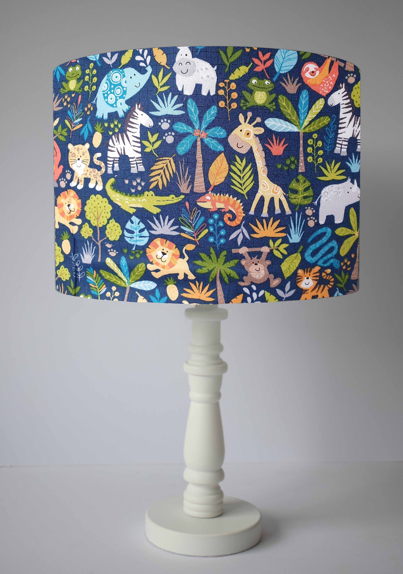 Jungle Lampshade Blue Navy Lampshade for Nursery Animal Etsy UK