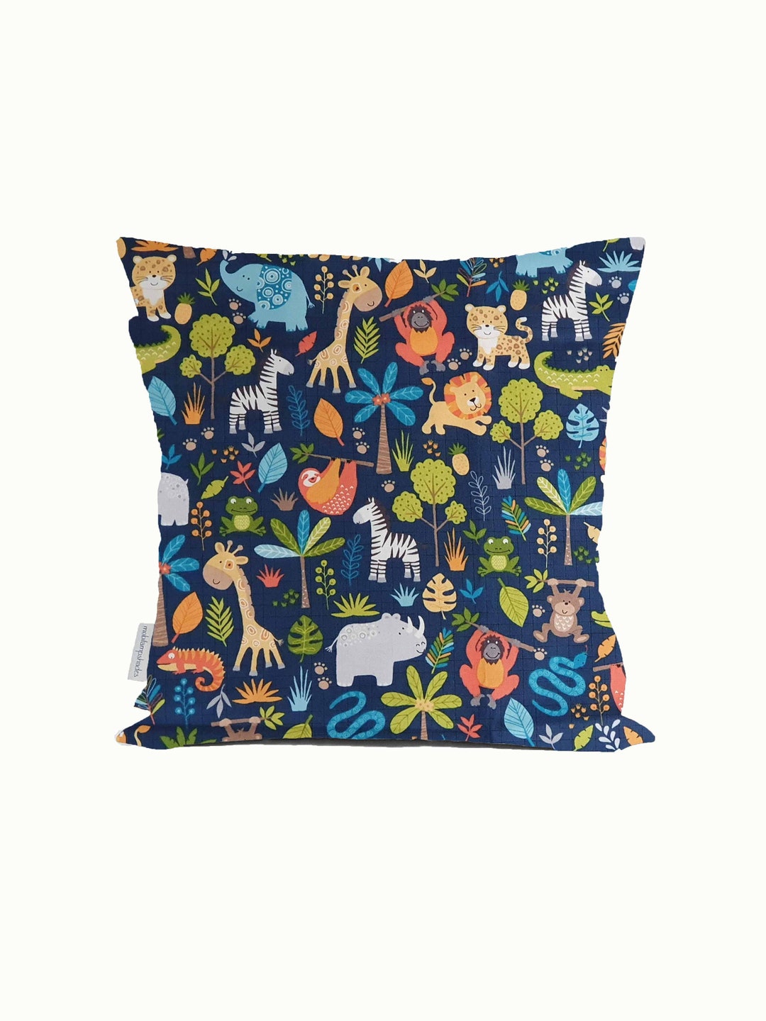 Safari Animal Cushion Cover Blue Animal Cushion Children Etsy.de