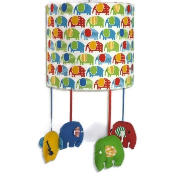 Items similar to Elephant Nursery Lampshade, Elephant Baby Mobile, Zoo Animal Nursery, Neutral