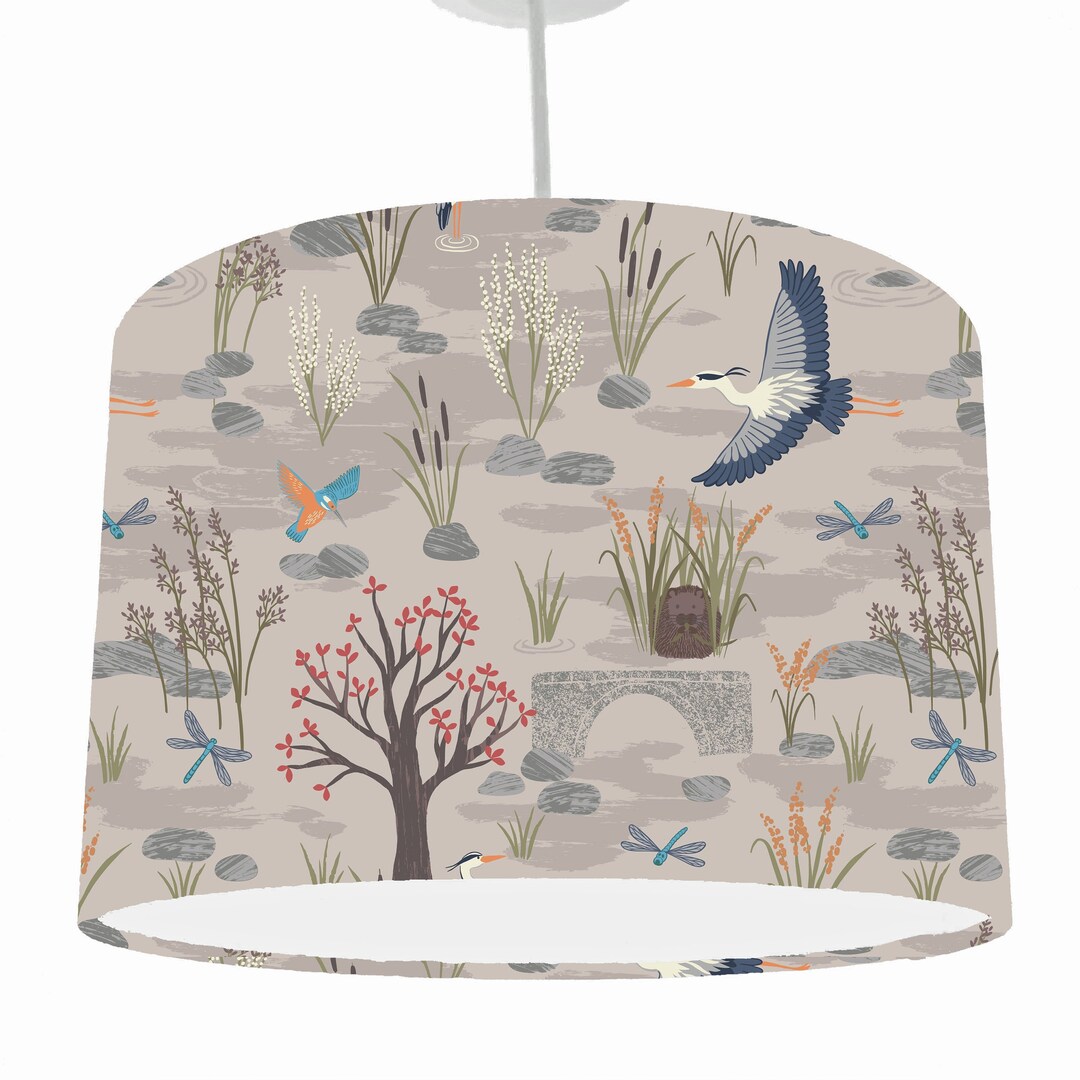 Wildlife Lampshades for Table Lamps, Water Scene Lamp Shade, Heron