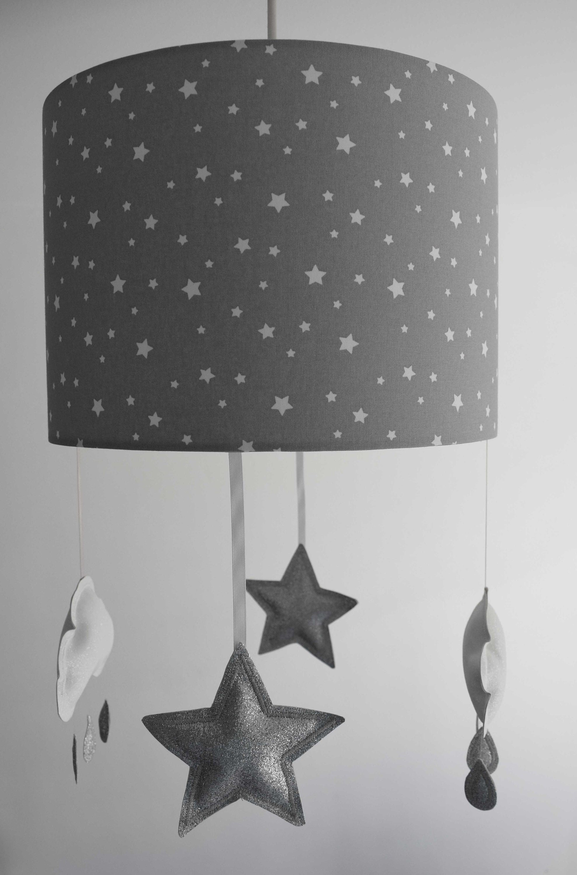 Grey Star Lampshade Star Mobile For Nursery Light Ceiling Etsy