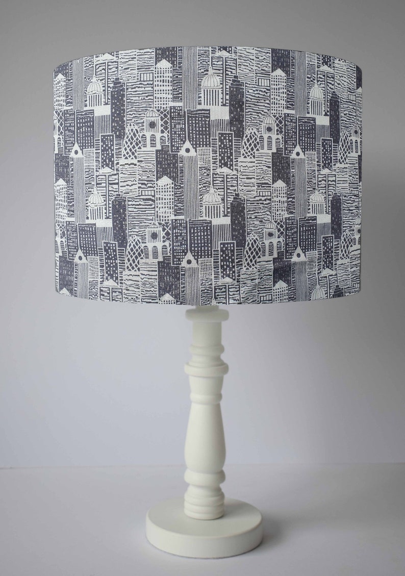 City Lampshade for Table Lamp London Cityscape Decor Grey Etsy UK