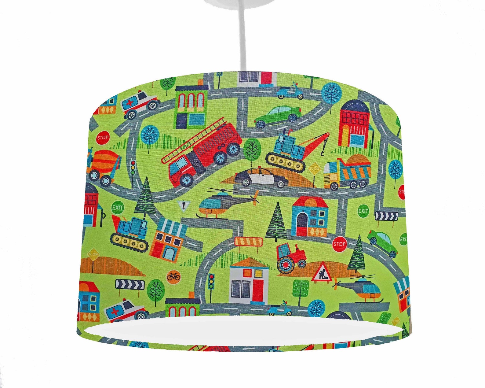 Transport Lampshade Green Light Shade Kids Room Decor Boys Etsy