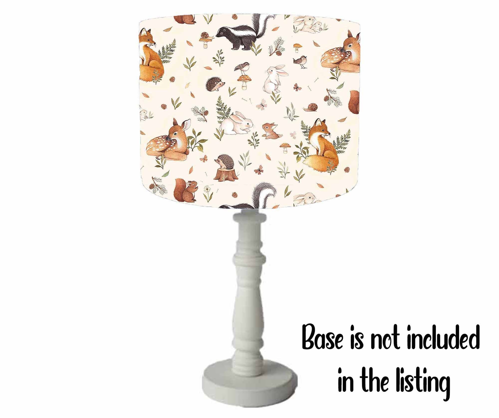 Woodland Lampshade Cream Nursery Decor Woodland Animal Lampshade