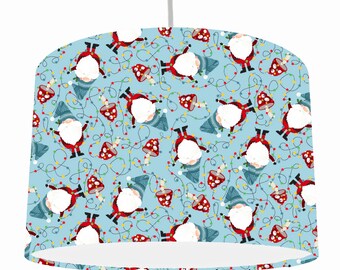 Pantalla de lámpara de gnomo navideño, pantalla de lámpara de tambor Gonk de Navidad, decoración festiva para el hogar, linda pantalla de lámpara de mesa Gonks, accesorio de sala de estar con gnomos de invierno
