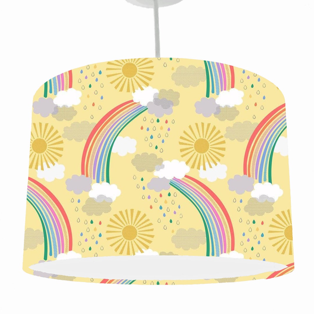 Rainbow Lampshade Yellow Kids Room Lighting Rainbow Playroom Etsy