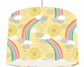 Rainbow Lampshade Yellow Kids Room Lighting, Rainbow Playroom Decor Boy And Girl Bedroom Light Shade, Rainbow Cloud Nursery Decor Neutral