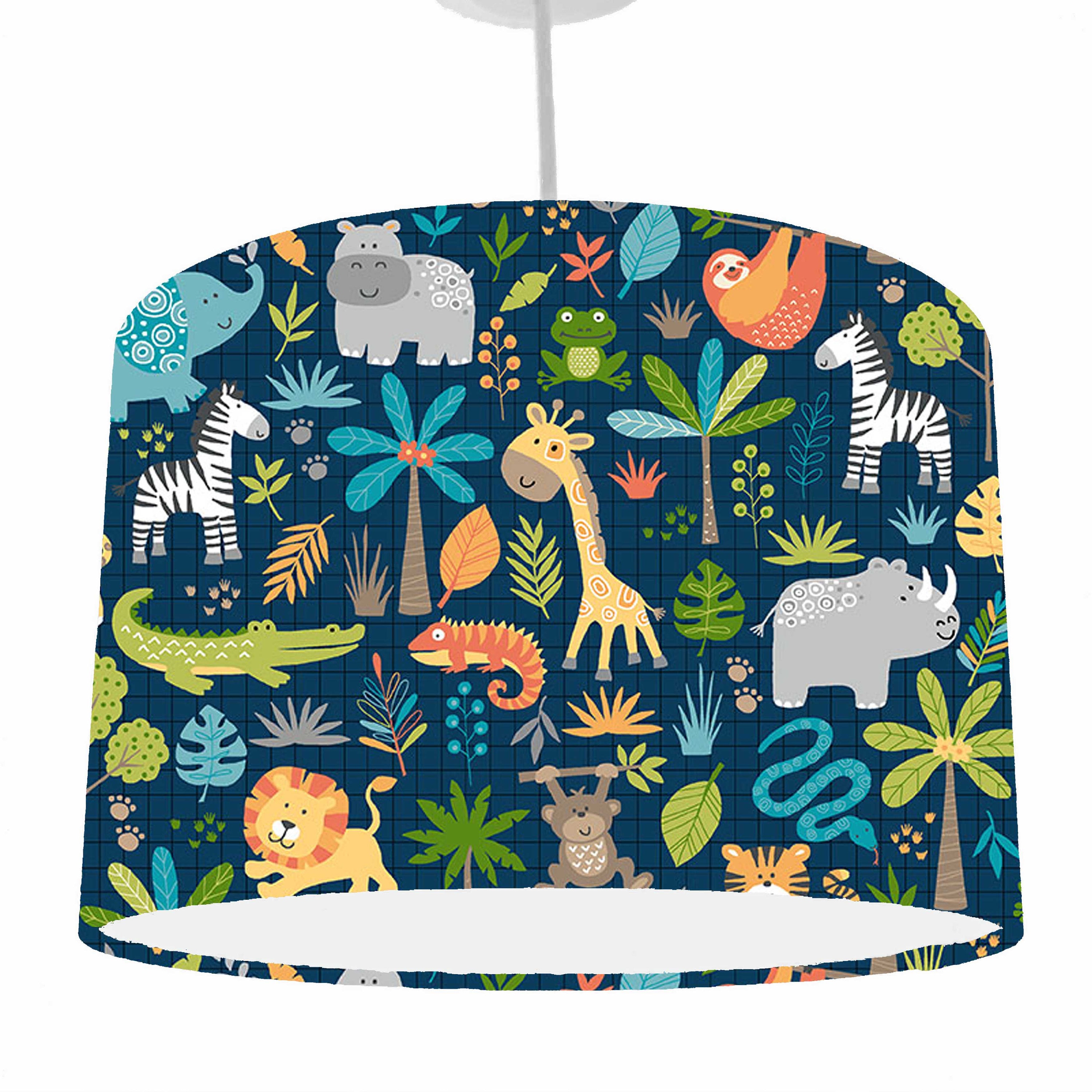 Jungle Lampshade Blue Navy Lampshade for Nursery Animal Nursery