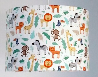 Safari Lampshade, Zoo Animal Nursery Decor, Jungle Animal Lamp Shade, Safari Nursery Decor, Jungle Nursery Decor, Baby Girl Decor