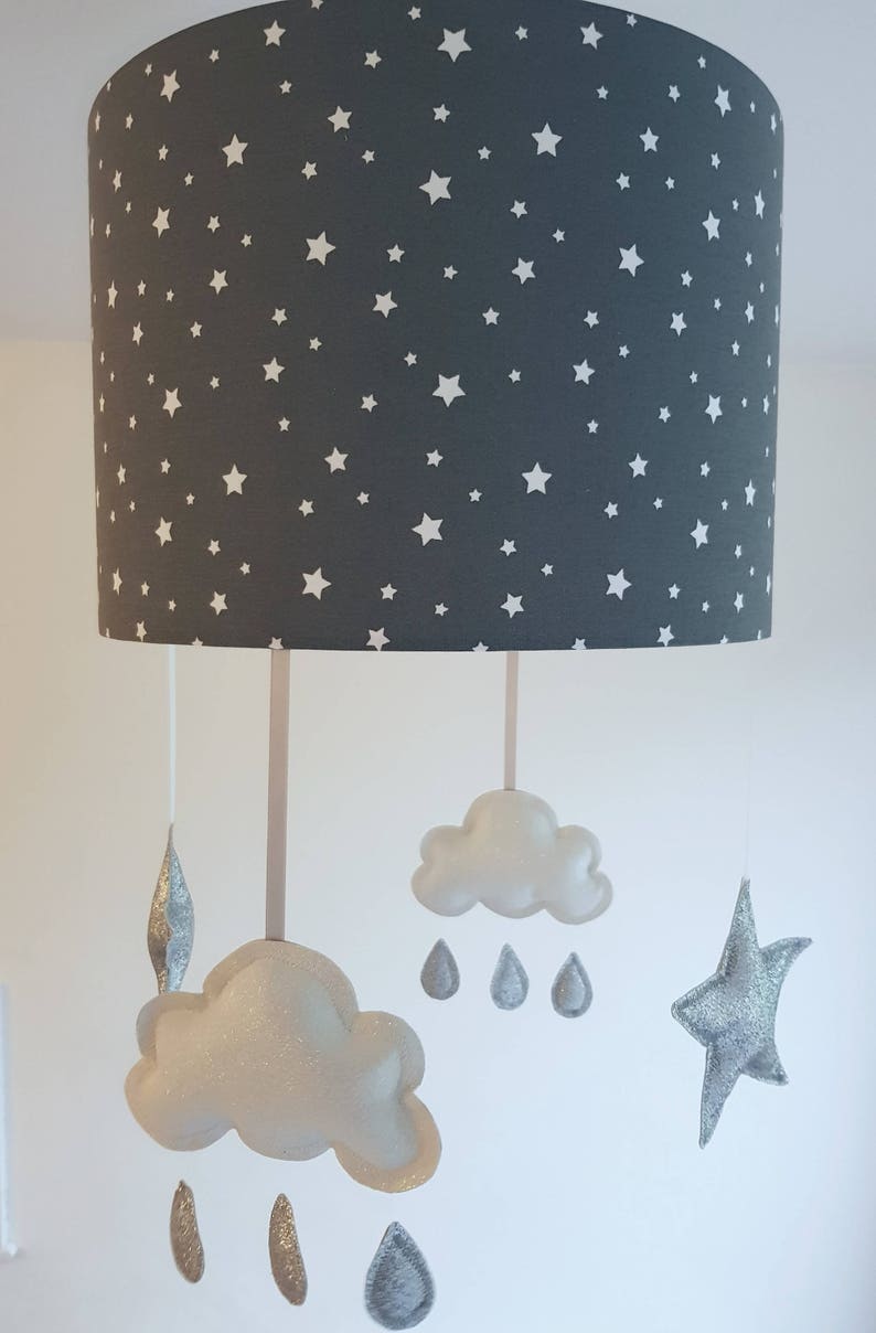 Star Lampshade Ceiling Nursery Silver Star Mobile Nursery Cloud And Stars Baby Mobile Charcoal Lamp Shade Unique Nursery Decor Boy