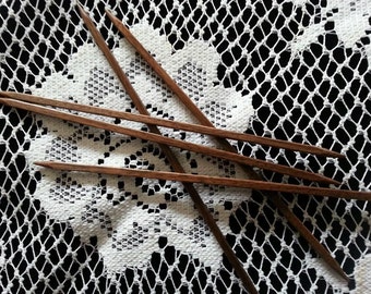 Prestige Square Wooden Walnut  Double Point Wood Knitting Needles- Quality, Handmade & Beautiful- 7&quot; long - set of 5
