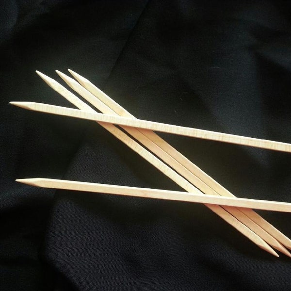 Prestige Square Wooden Maple  Double Point Wood Knitting Needles- Quality, Handmade & Beautiful- 7" long - set of 5