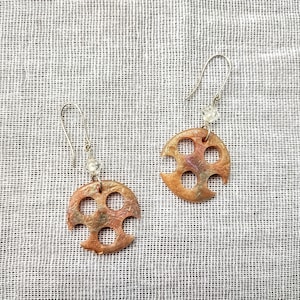 Sterling Silver Plated And Polymer Clay Earrings. Sterling silver plated wire. Polymer clay. Glass beads. Earring hooks.