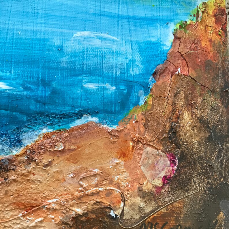 Original Painting Sea Art Contemporary Acrylic Painting Acrylic Abstract Art Brown Blue Green Home Decor Wall art