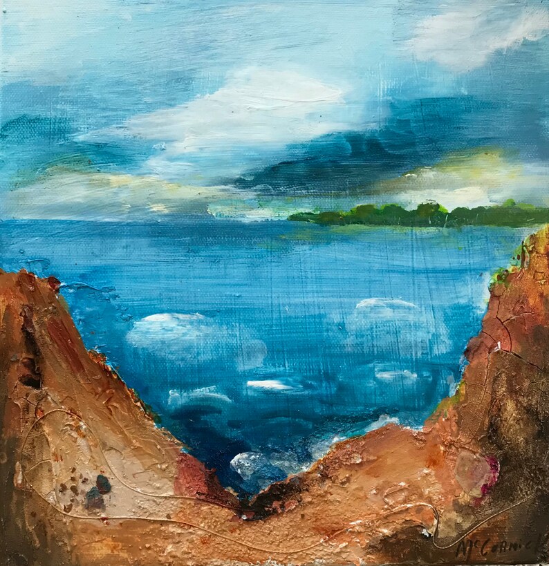 Original Painting Sea Art Contemporary Acrylic Painting Acrylic Abstract Art Brown Blue Green Home Decor Wall art