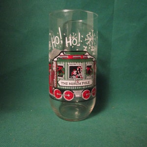 Vintage Enjoy Coca Cola Classic Santa &quot;North Pole Express&quot; Glass