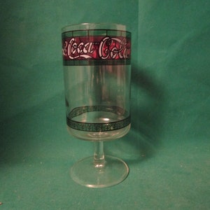LOT OF 8-Coca Cola Barware Drinking Glasses Cylinder French/English Thick  Base