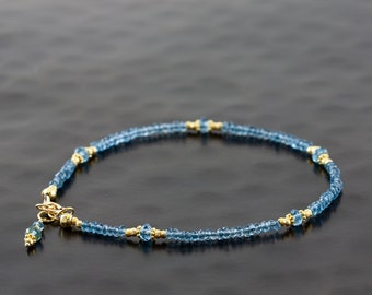 Luxurious London Blue Topaz and 18K Gold "Dreams" Bracelet – Gemstone Bracelet – Solid 18K Yellow Gold – Artisan Handmade Jewelry