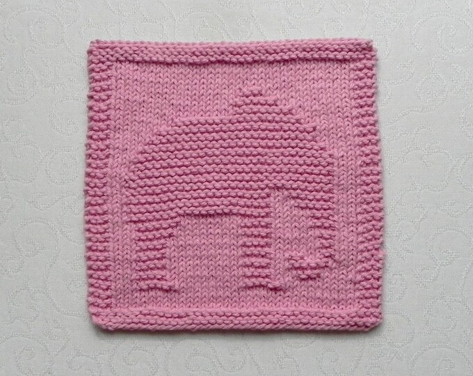 PINK ELEPHANT Baby Wash Cloth Knit Dishcloth. Hand Knitted Etsy