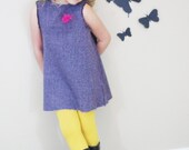 girl dress, 3 hole Wool dress  plum / purple for girls, baby wool dress with knot, short dress winter dress for girl, baby