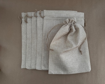 Stoffen jutetassen - Trekkoord (jute) - 6 tassen - Gladde afwerking - Sterk - Duurzaam - Maat 7" x 10" - Cadeau - Feestgunst - Bruiloft