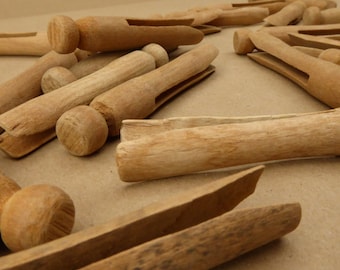 Vintage Wäscheklammern - Rund aus Holz - etwa 10 cm lang - Wäscheleine - 24er Set - Rustikal - Wäsche - Vasenfüller - Basteln - Display