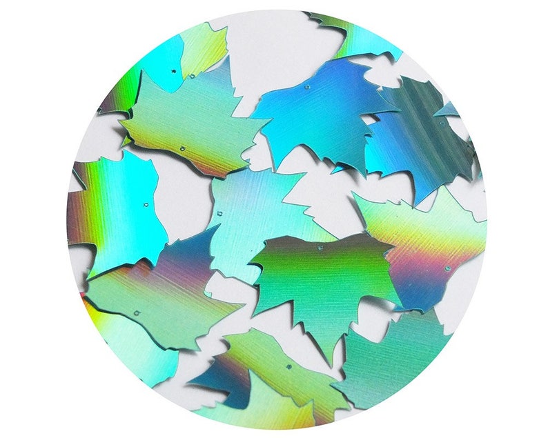 Maple Leaf Sequin 1.25 Aqua Blue Lazersheen Reflective Metallic Loose Couture Paillettes
