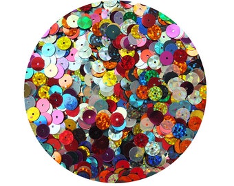 Sequin Mix Multicolor 8mm Flat Round Loose Paillettes Made in USA.