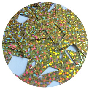 Sequin Star 5 Point 1.5&quot; Gold Hologram Glitter Sparkle Metallic. Made in USA