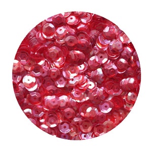 6mm Cup Sequins Ruby Rose Red Crystal Rainbow Iris