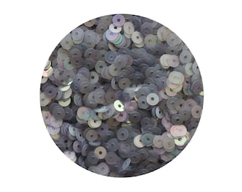 4mm Flat Sequins Silver gray Smoke Frost Iridescent Rainbow