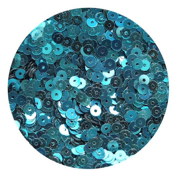 4mm Flat Sequins Deep Turquoise Teal. Loose Paillettes.