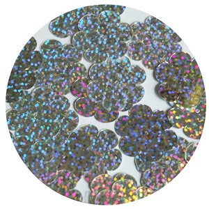 Flower Sequin 1&quot; / 25mm Silver Hologram Glitter Sparkle Metallic Couture Paillettes