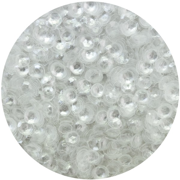 5mm Cup Sequins Crystal Clear Transparent Medium Hole Made in USA