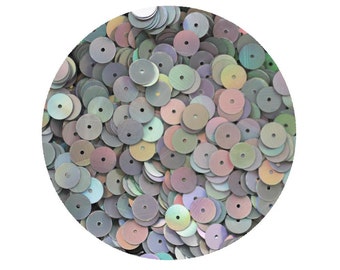 Sequins 8mm Flat Silver Lazersheen Reflective Iridescent