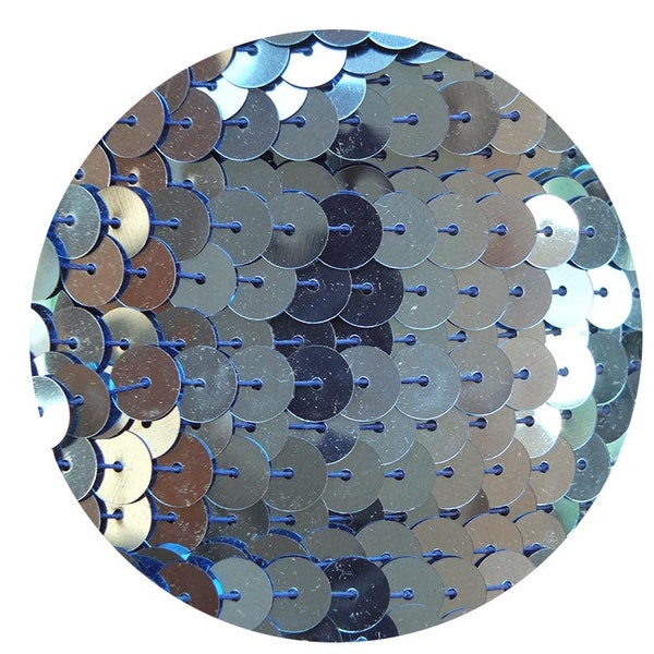 Sequin Trim Light Blue Metallic - 8mm flat Stitched sequins by the yard. 15 feet. Made in USA