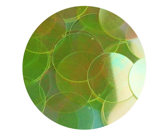 Lime Yellow Crystal Rainbow Iris Sequins Round 1.5/" Large Couture Paillettes
