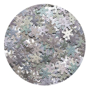 Snöflingepaljett 15 mm (5/8 tum) ~ Silver Glänsande Regnbågsiris Skimrande Lösa paljetter. Kostym, sömnad, hantverk.
