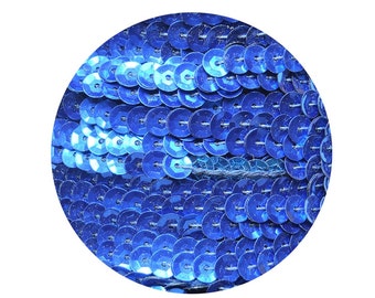 Royal Blue Metallic 5mm cup Sequin Trim Flat Stitched Strung by the yard 15' 