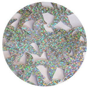Starfish Sequin Center Hole 1.5&quot; Silver Hologram Glitter Sparkle Metallic Couture Paillettes