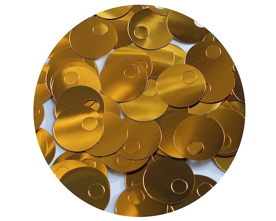 Round Flat Sequin 12mm Top Hole Brassy Orange Gold Metallic Made in USA