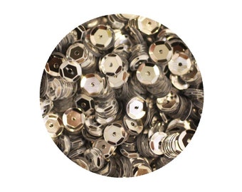 6mm Cup Sequins Silver Metallic Loose Facet. Made in USA