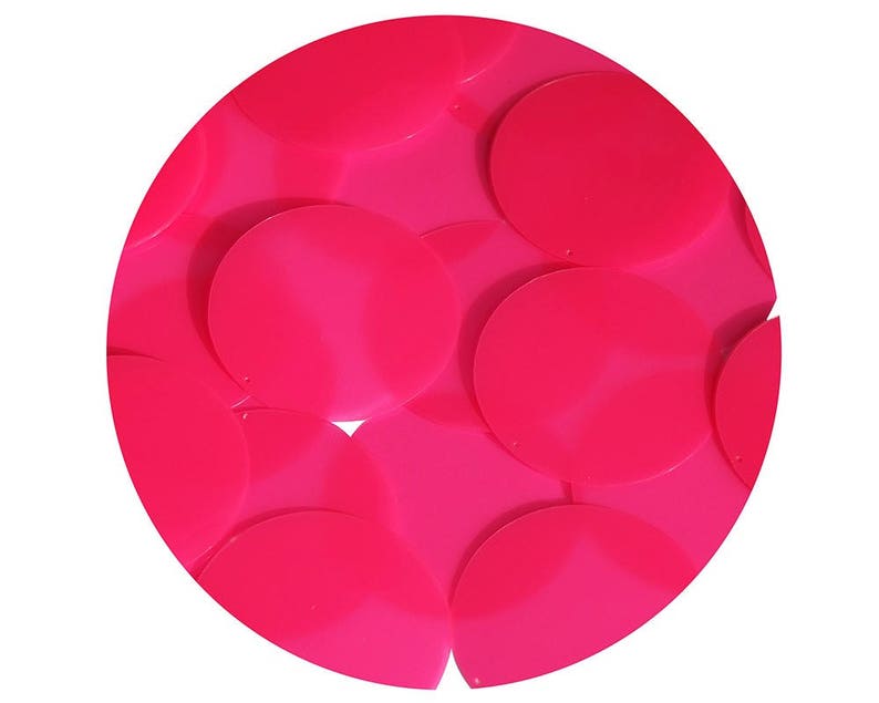 Round Sequin 40mm Pink Fluorescent Transparent Glossy and Matte Duo Two Sided Couture Paillettes