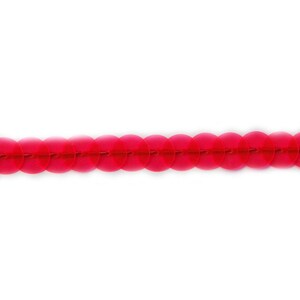 Red Fluorescent See-Thru Large Sequin Trim 10mm round flat, stitched, strung by the yard. 15' per pack. Made in USA image 2