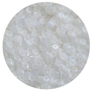 5mm Round Cup Sequins Crystal White Semi Frost Rainbow Loose Paillettes. Made in USA