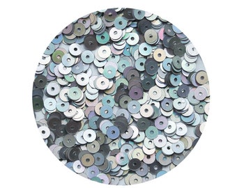 4mm Flat Sequins Silver Lazersheen Reflective Metallic. Loose Paillettes Made in USA